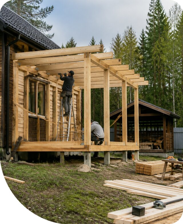 Строительство пристроек и построек на участке в Саяногорске
