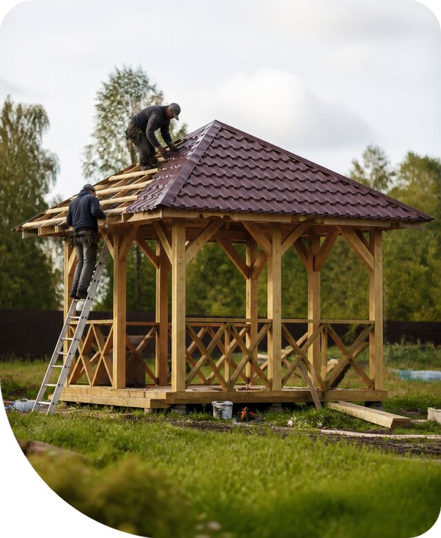 Кровля беседки в Саяногорске под ключ с монтажом и отделкой